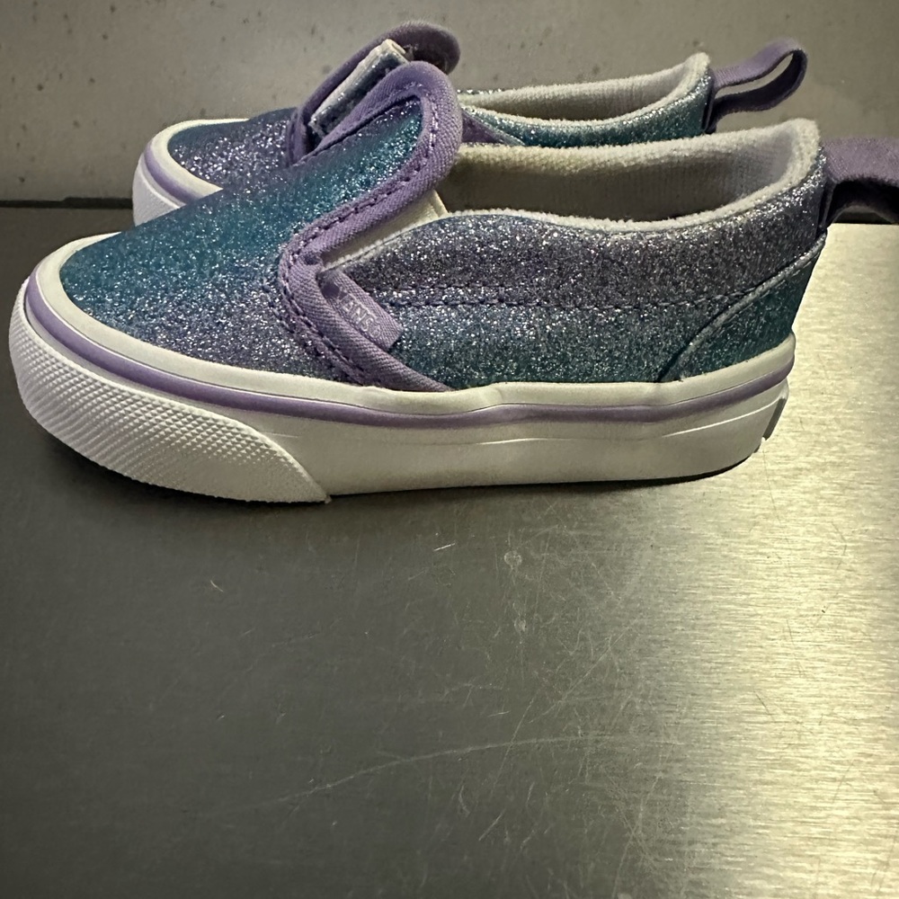 Vans Glittery Blue and Purple Kids Sneakers - Picture 5 of 8